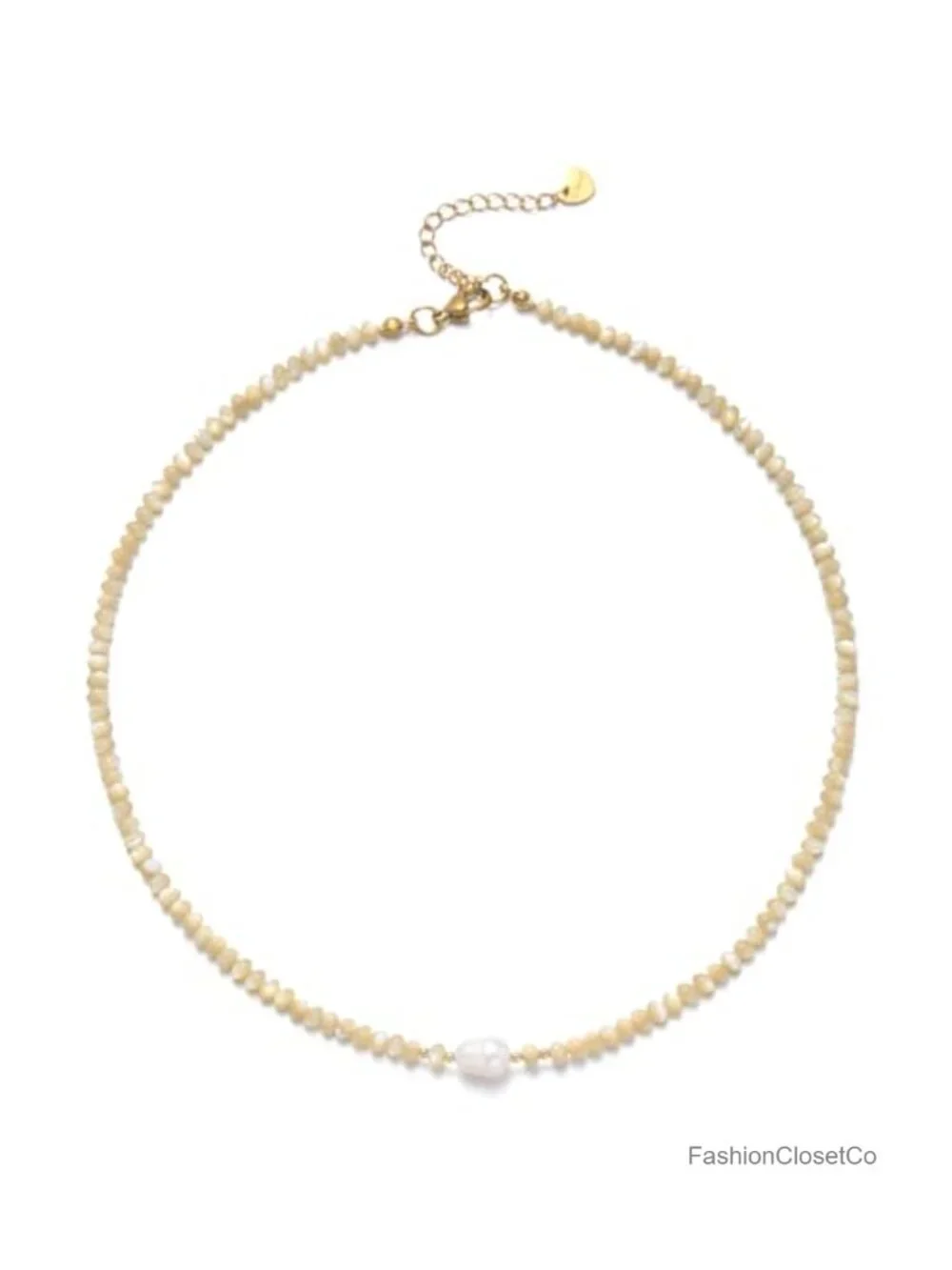 Gold Plated Beaded Necklace Women Seashell Pearl Choker Adjustable